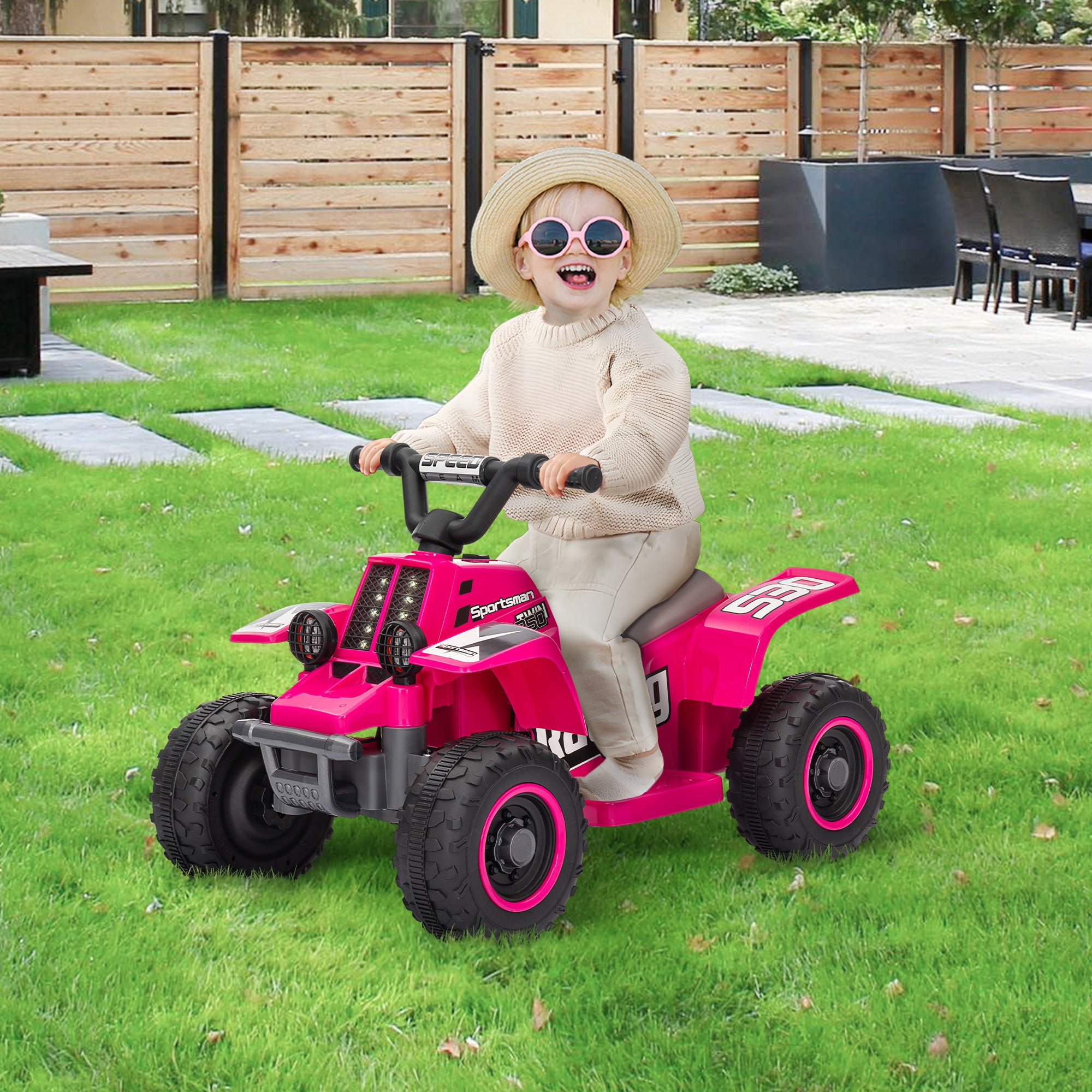 6V Electric Quad Bike for Kids, Ride On ATV w/ Forward/Reverse, Headlights, for Ages 18-36 Months