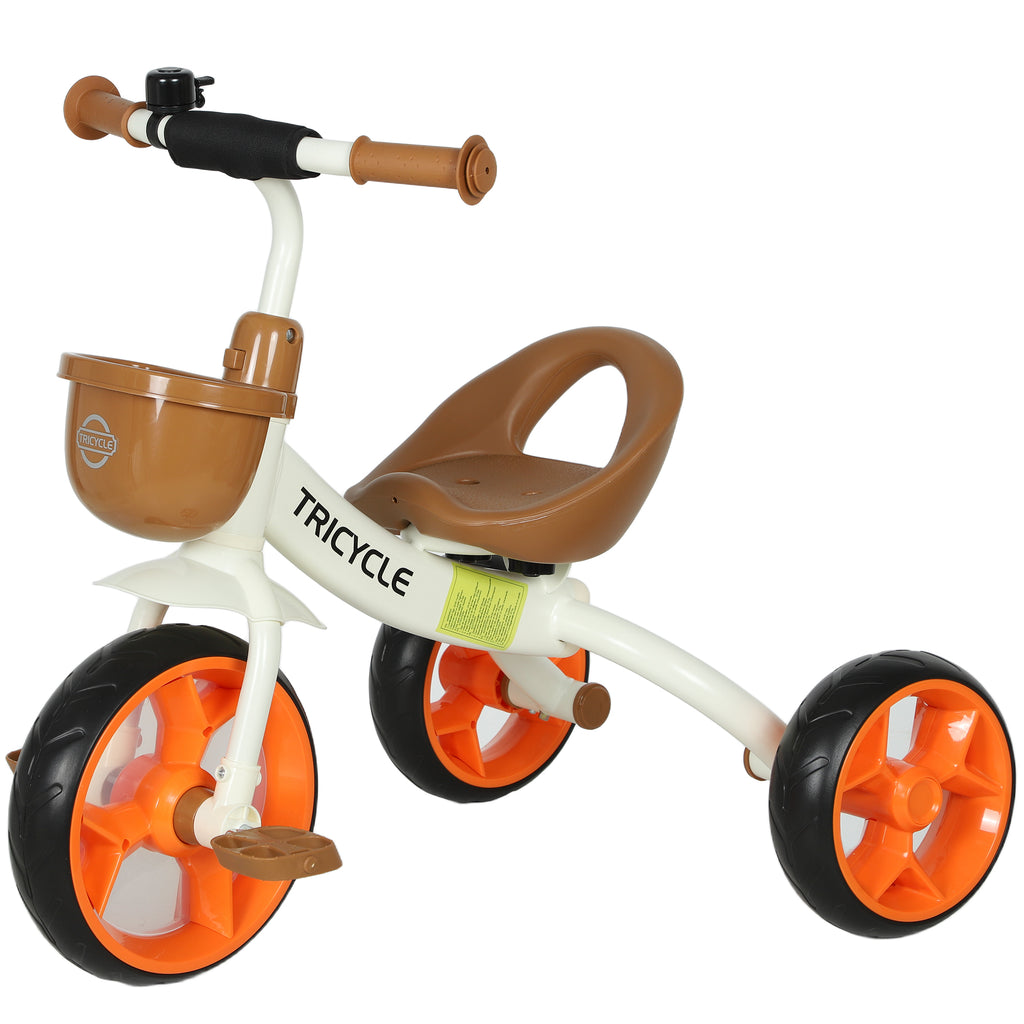 Kids Trike, Toddler Tricycle with Front Basket and EVA Wheels for Ages 2-5 Years, Indoor Outdoor for Boys Girls, Orange