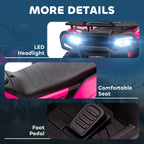 12V Kids Quad Bike with Forward, Reverse Functions, Ride-On ATV w/ Music, LED, Headlights, for Ages 3-5 Years