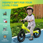 Balance Bike with Adjustable Seat and Handlebar, PU Wheels, No Pedal, for Ages 30-60 Months - Green