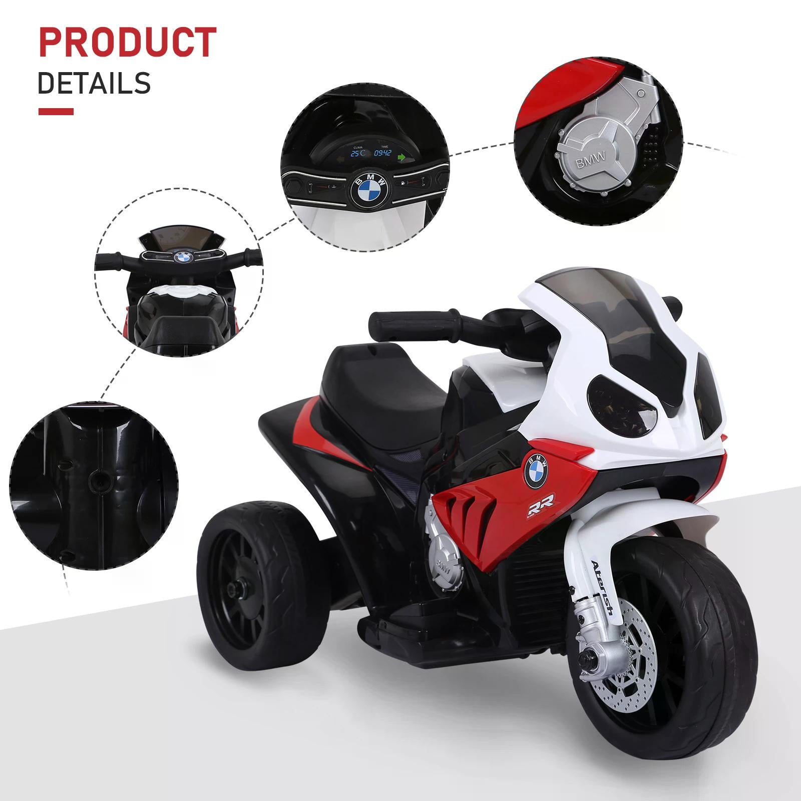 Electric Motorbike for Kids Ride on BMW Motorbike W/Headlights and Music, 6 V