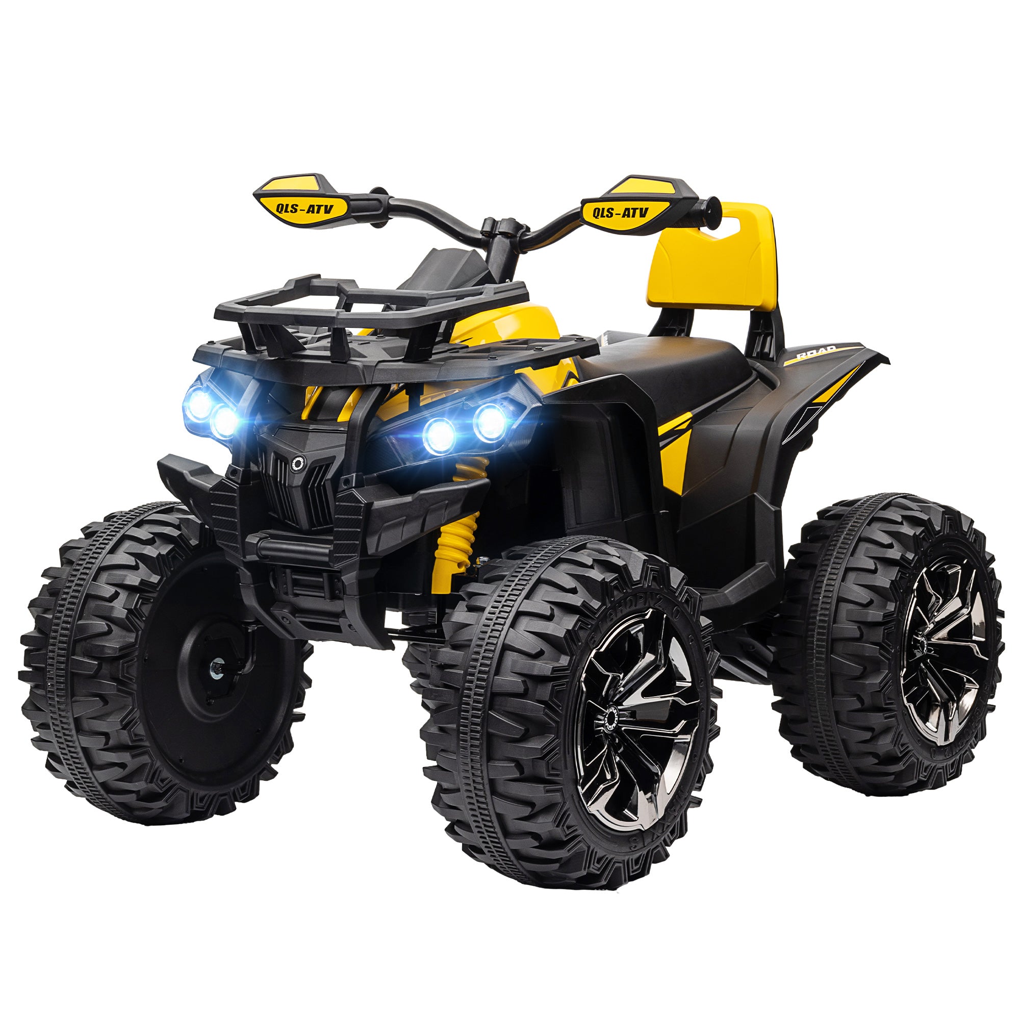 12V Quad Bike ATV with LED Lights, Music, Backrest, Forward, Backward