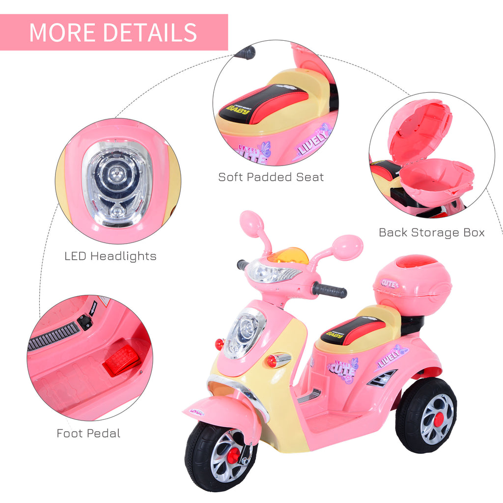 Kids Electric Ride On Toy Car 6V Electric Motorbike with Chargeable Battery Headlight and Music for 3-5 Years