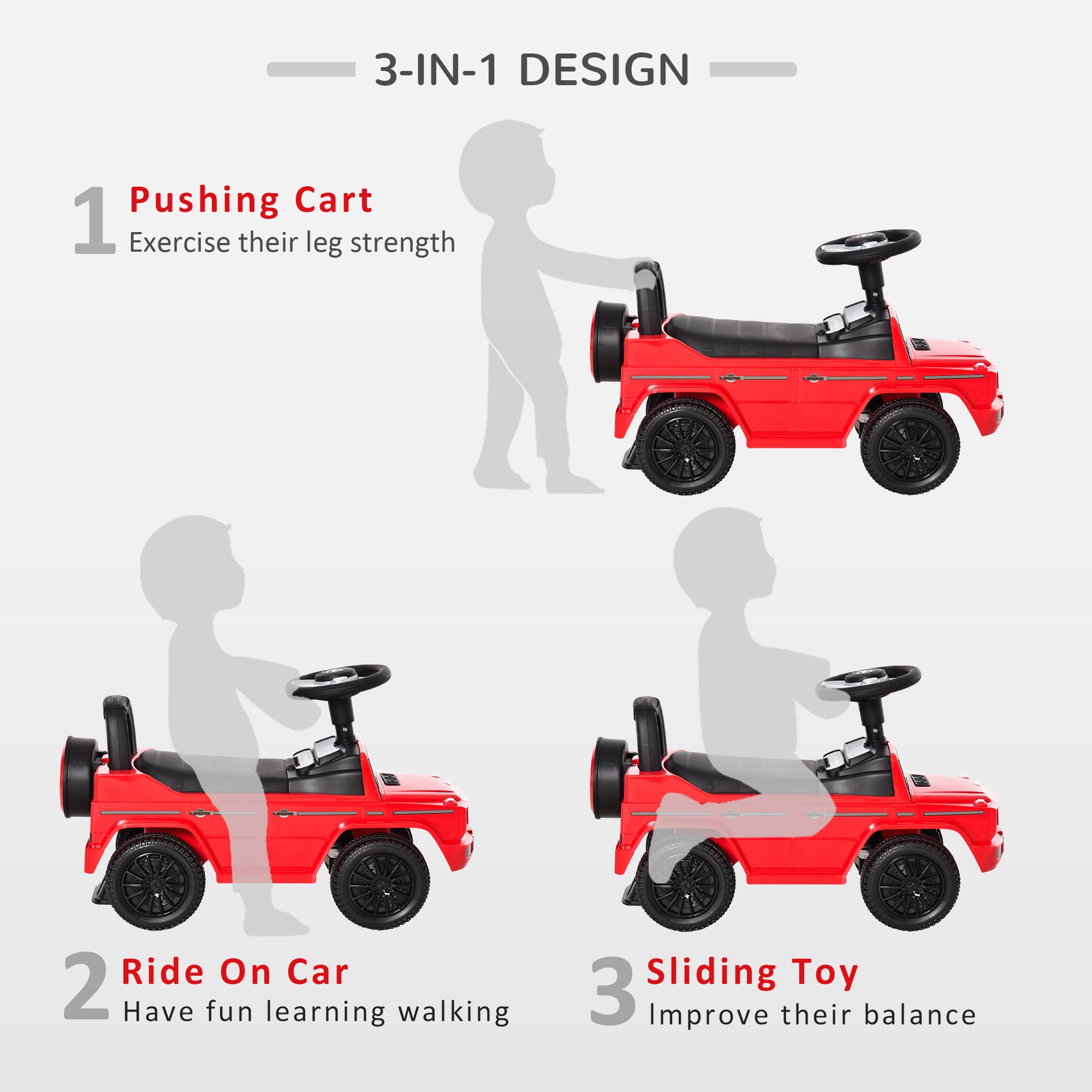 3 in 1 Kids Ride On Car G350 Licensed Foot To Floor Slider Toddler Push Along NO POWER 12-36 months