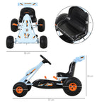 Kids Children Pedal Go Kart Manual Ride On Car w/ Brake Gears Steering Wheel Adjustable Seat Outdoor Fun Vehicle 97 x 66 x 59 cm