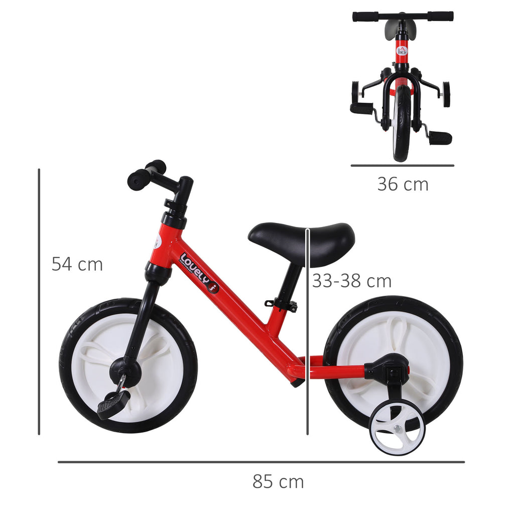 11 Inch Kids Balance Bike Training Pedal Bicycle W/ Removable Stabilizers EVA Tyres Adjustable Seat Height 2 to 5 Years Gift for Boys Girls