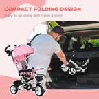 Metal Frame 6 in 1 Baby Push Tricycle with Parent Handle for 1-5 Years Old