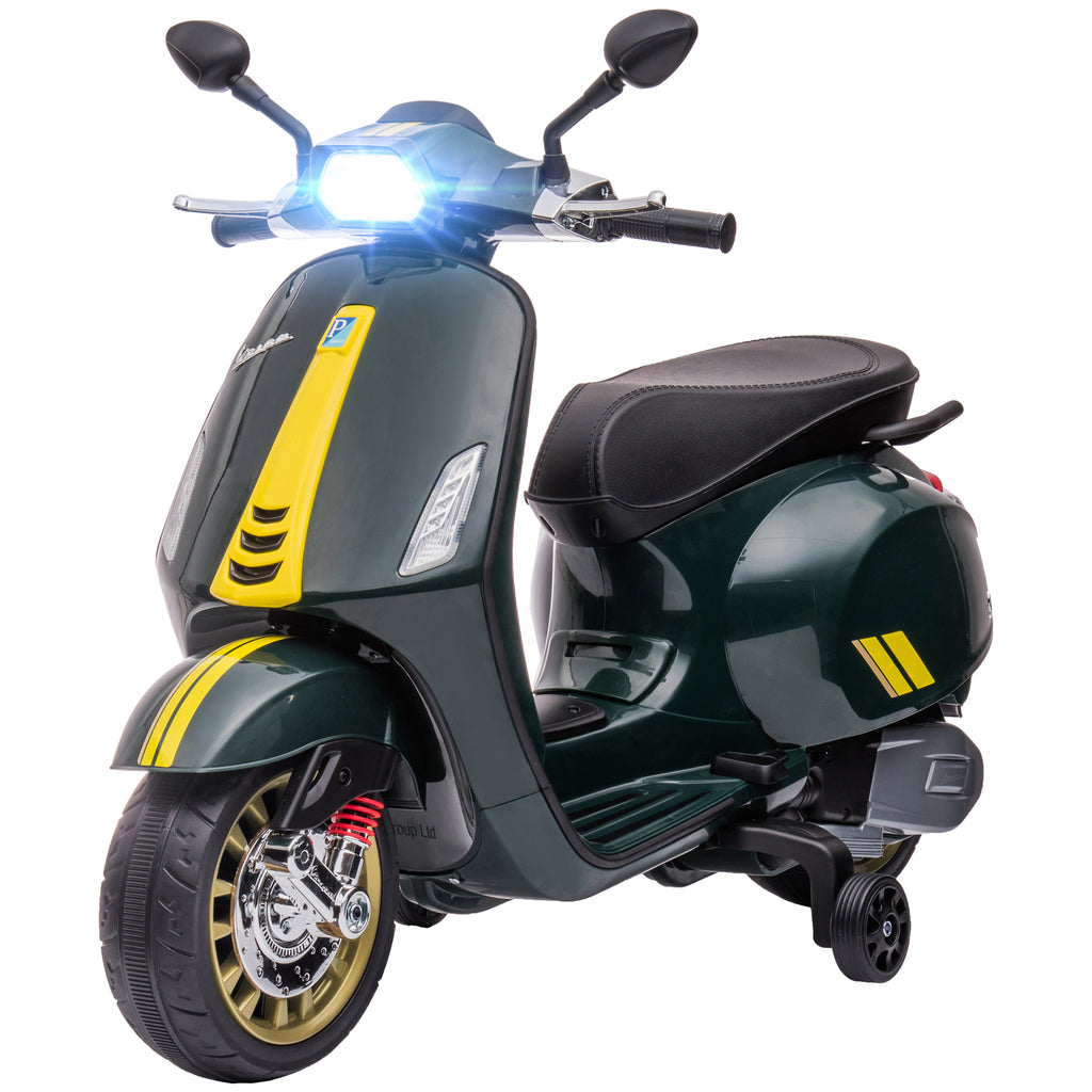 12V Vespa Licensed Kids Electric Motorbike w/ Music, Headlights, FM Radio, for 3-6 Years
