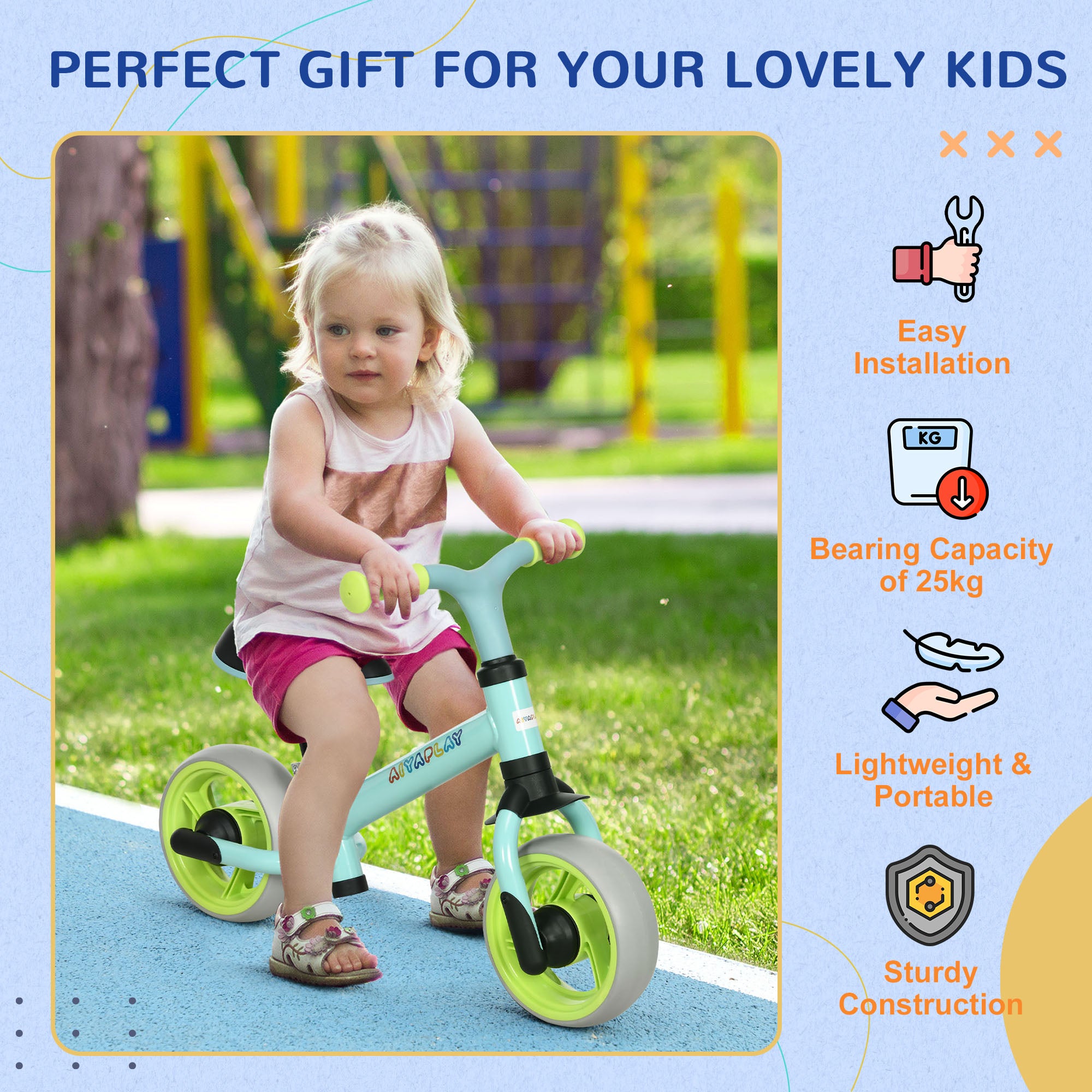 8" Balance Bike, Lightweight Training Bike for Children, with Adjustable Seat, EVA Wheels, Easy installation