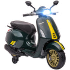 12V Vespa Licensed Kids Electric Motorbike w/ Music, Headlights, FM Radio, for 3-6 Years