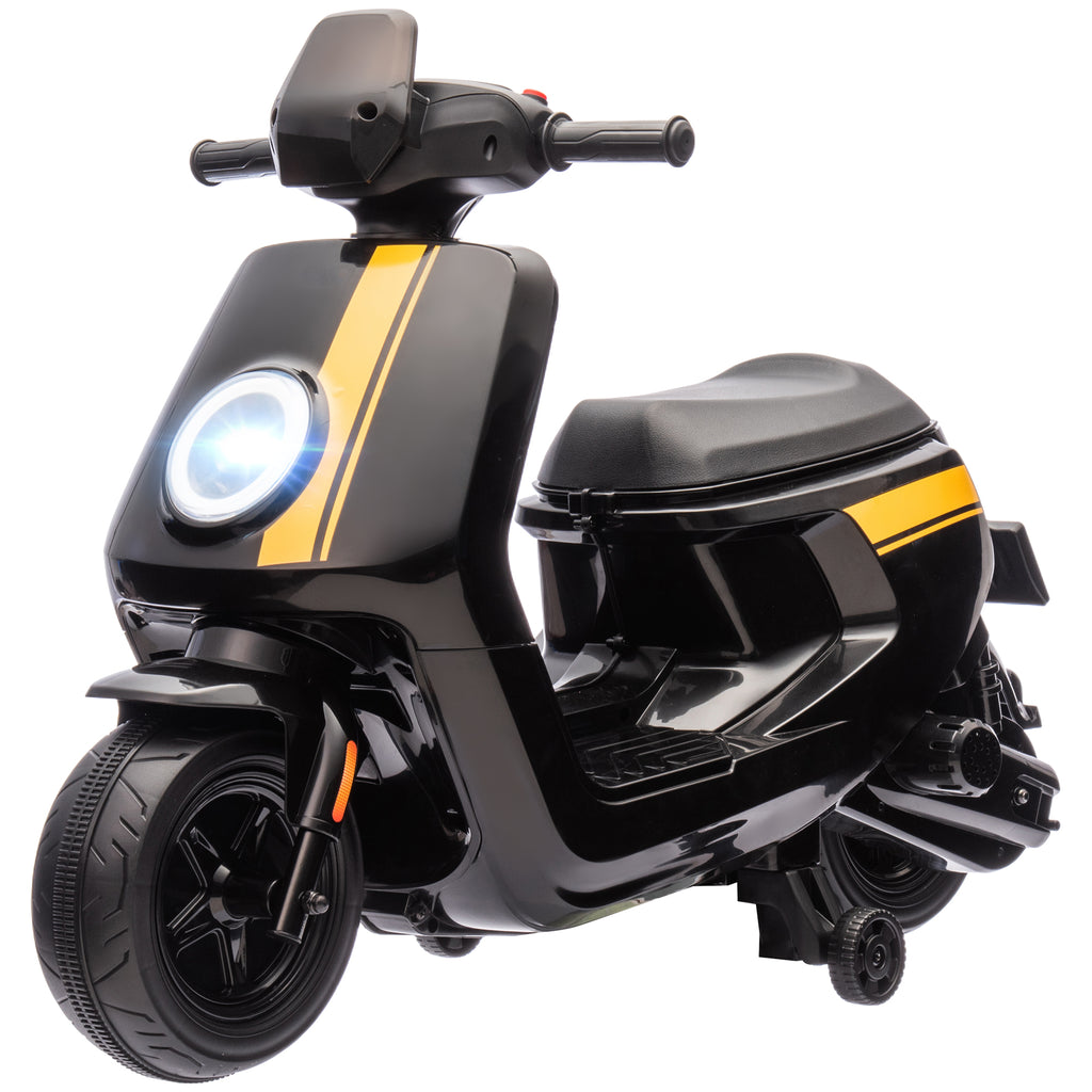 6V Ride on Motorbike, Kids Electric Motorbike w/ Headlights, Music, Training Wheels, for Ages 18-36 Months