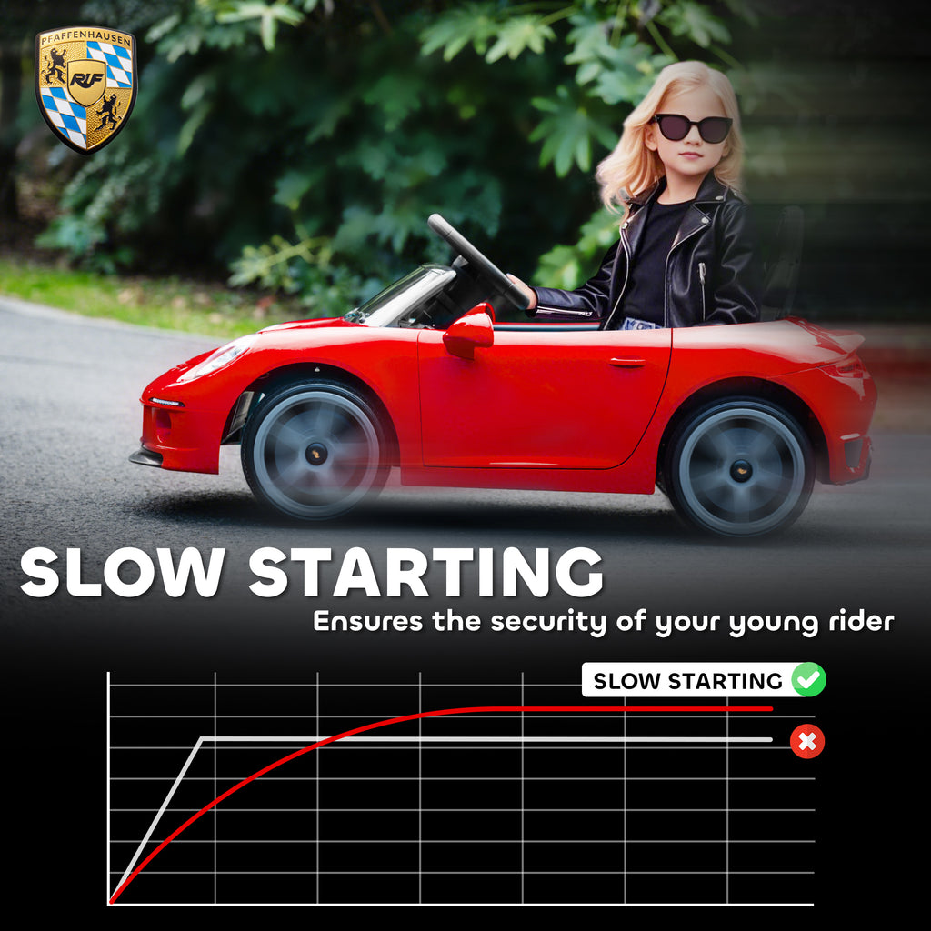 Kids Electric Car, 12V Licensed RUF GT Ride on Car with Suspension, Remote Control, Music, for 3-5 Years