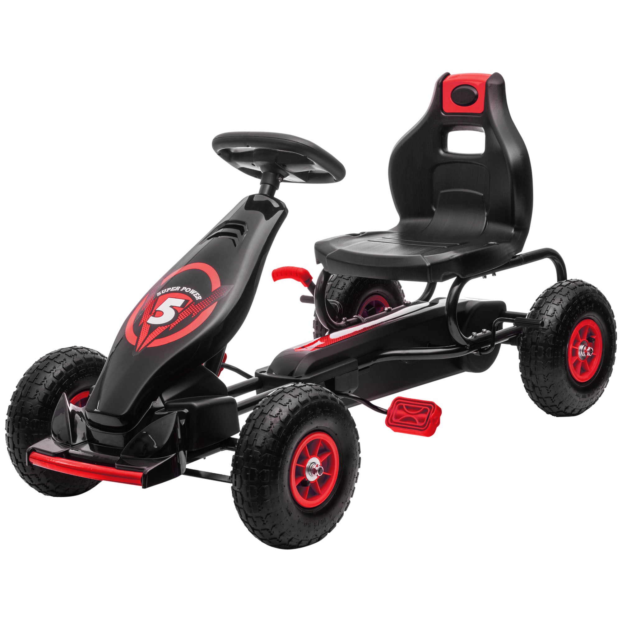 Kids Pedal Go Kart, with Adjustable Seat, Inflatable Tyres