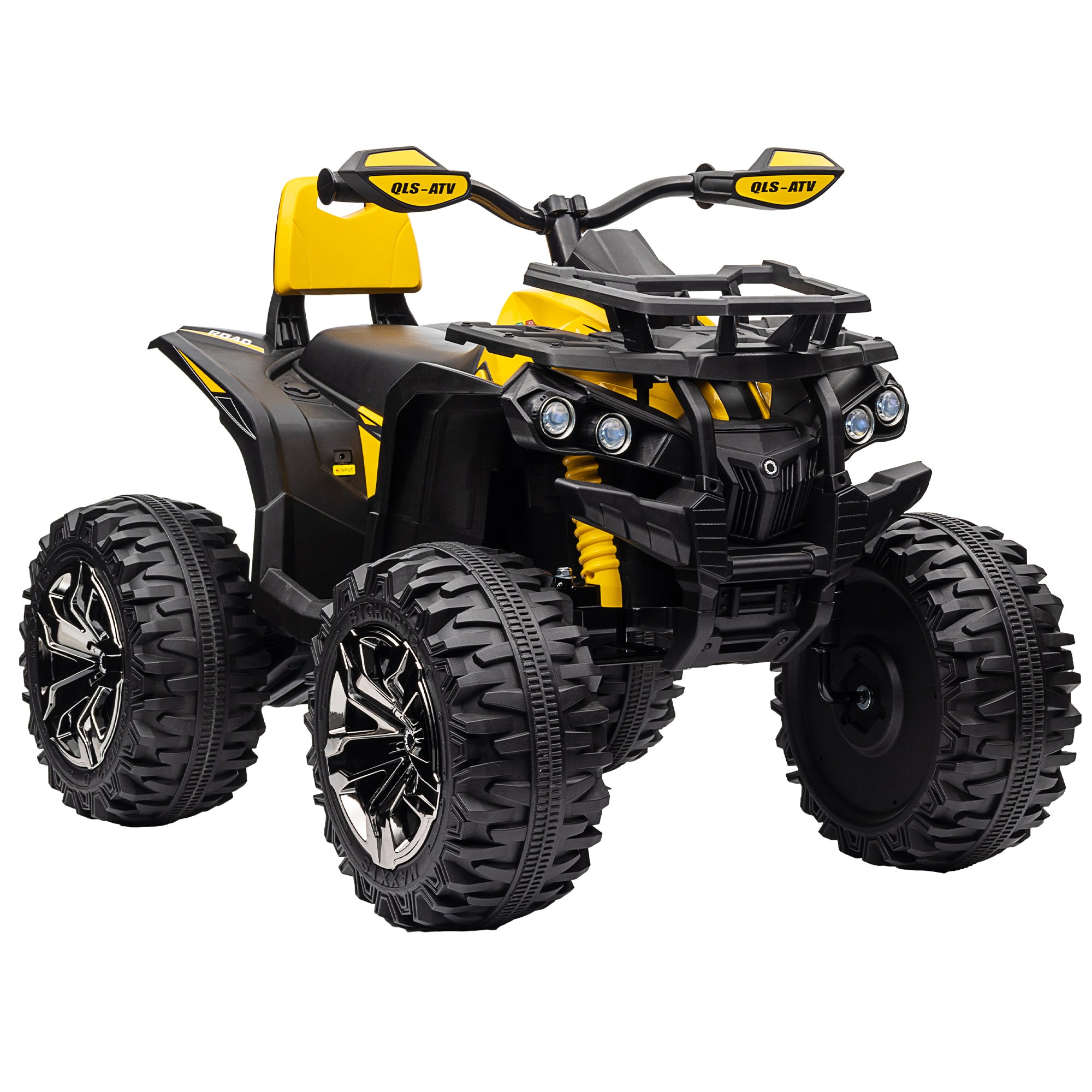 12V Quad Bike ATV with LED Lights, Music, Backrest, Forward, Backward