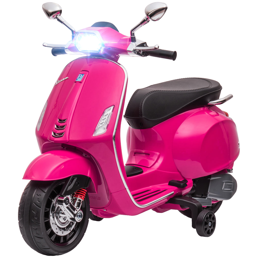 12V Vespa Licensed Kids Electric Motorbike w/ Music, Headlights, FM Radio, for 3-6 Years
