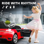 Kids Electric Car, 12V Licensed RUF GT Ride on Car with Suspension, Remote Control, Music, for 3-5 Years