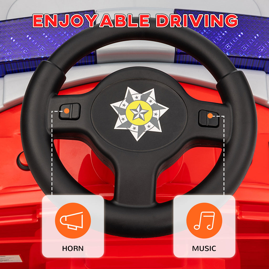 Ride On Fire Truck, 12V Kids Electric Car with Siren, Flashing Lights, Firefighting Tools, Music, Horn, Slow Start, Red