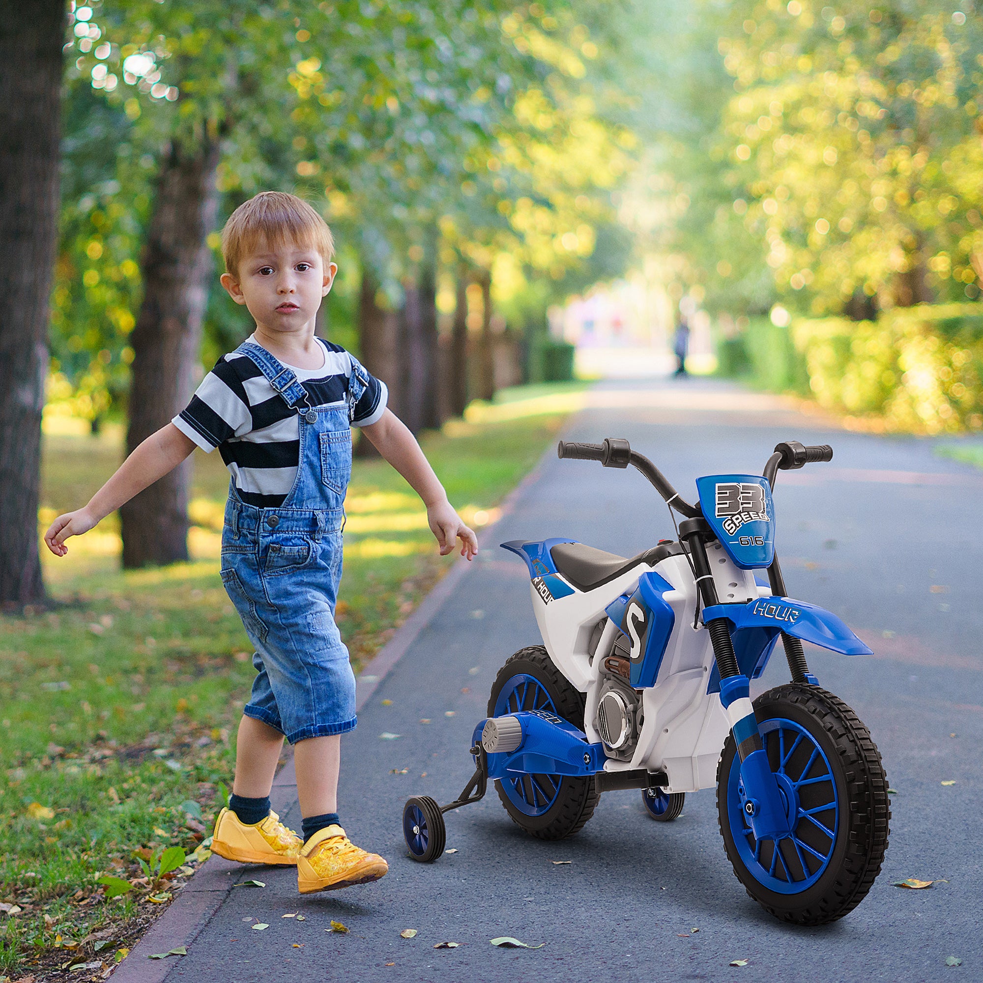 12V Kids Electric Motorcycle Ride-On, with Training Wheels, for Ages 3-6 Years