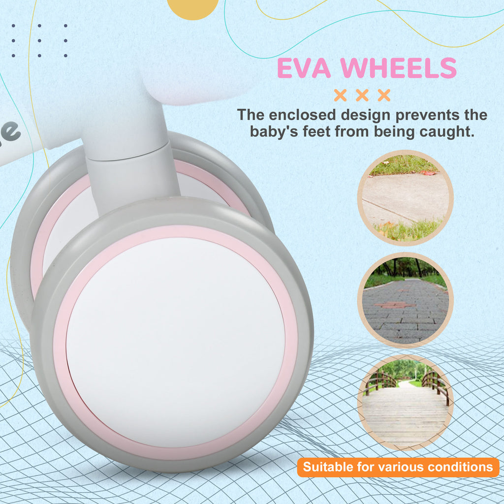 Kids Balance Bike for 1-3 Years Old with Adjustable Seat, Silent Wheels