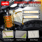 12V Aprilia Licensed Kids Motorbike with Training Wheels, Spring Suspension, LED Headlight, USB, Music