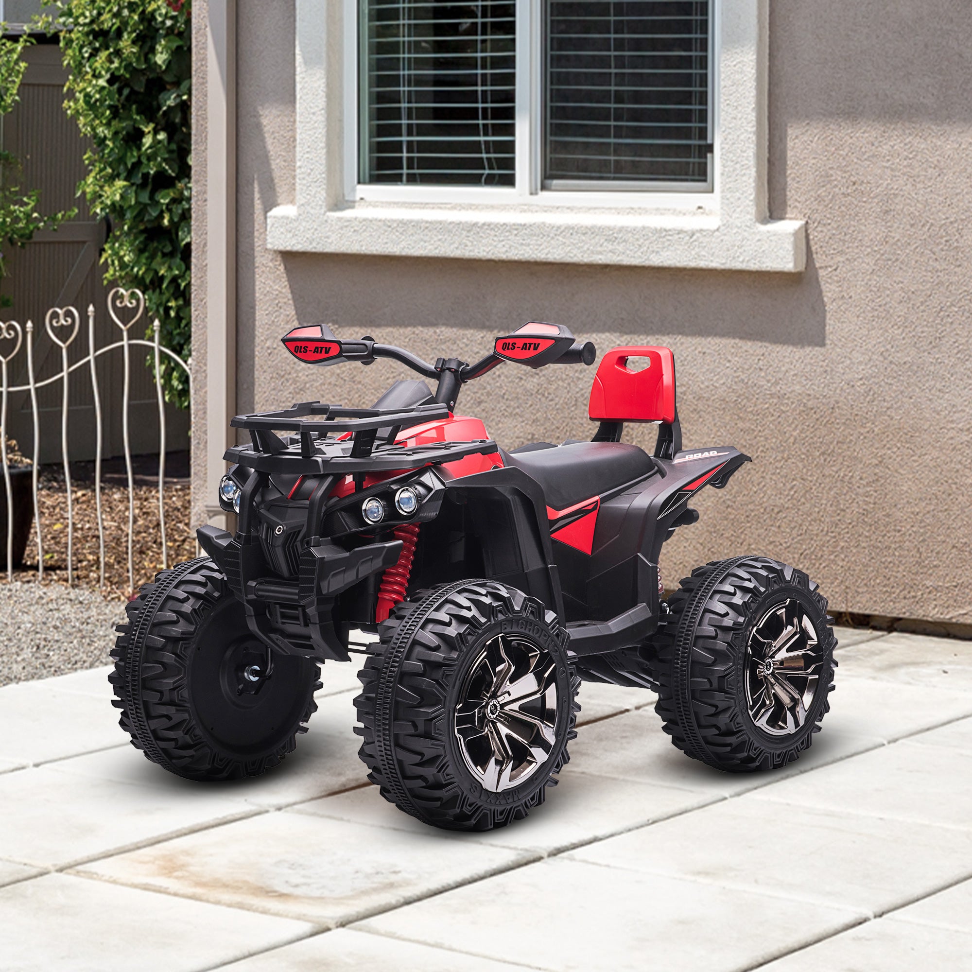 12V Quad Bike ATV with LED Lights, Music, Backrest, Forward, Backward