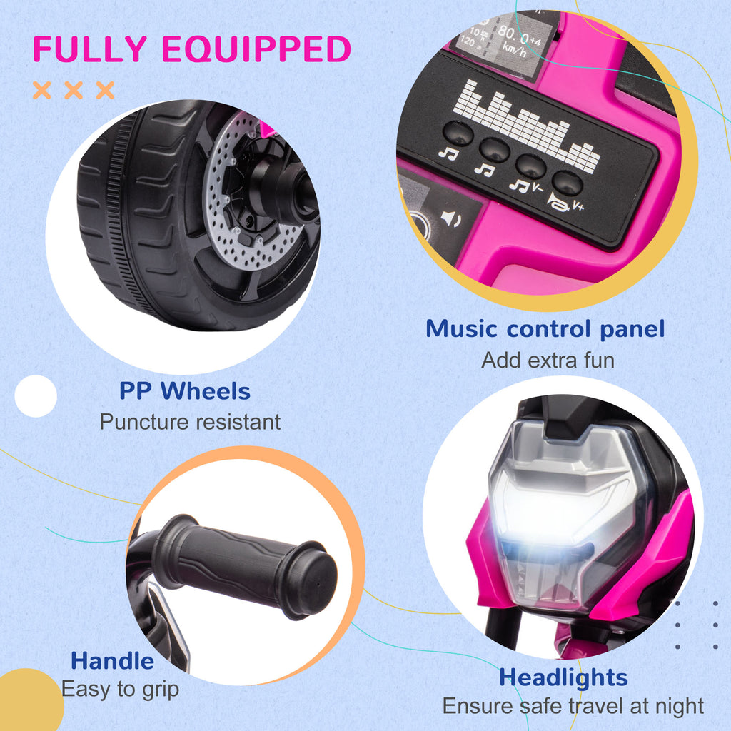 Motorcycle Design, 3 in 1 Toddler Trike, Sliding Car, Balance Bike with Headlight, Music, Horn