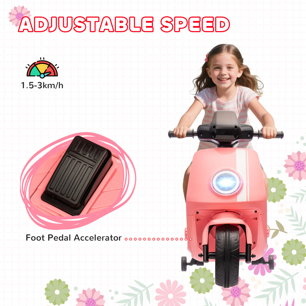 6V Ride on Motorbike, Kids Electric Motorbike w/ Headlights, Music, Training Wheels, for Ages 18-36 Months
