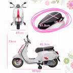12V Vespa Licensed Kids Electric Motorbike w/ Music, Headlights, FM Radio, for 3-6 Years