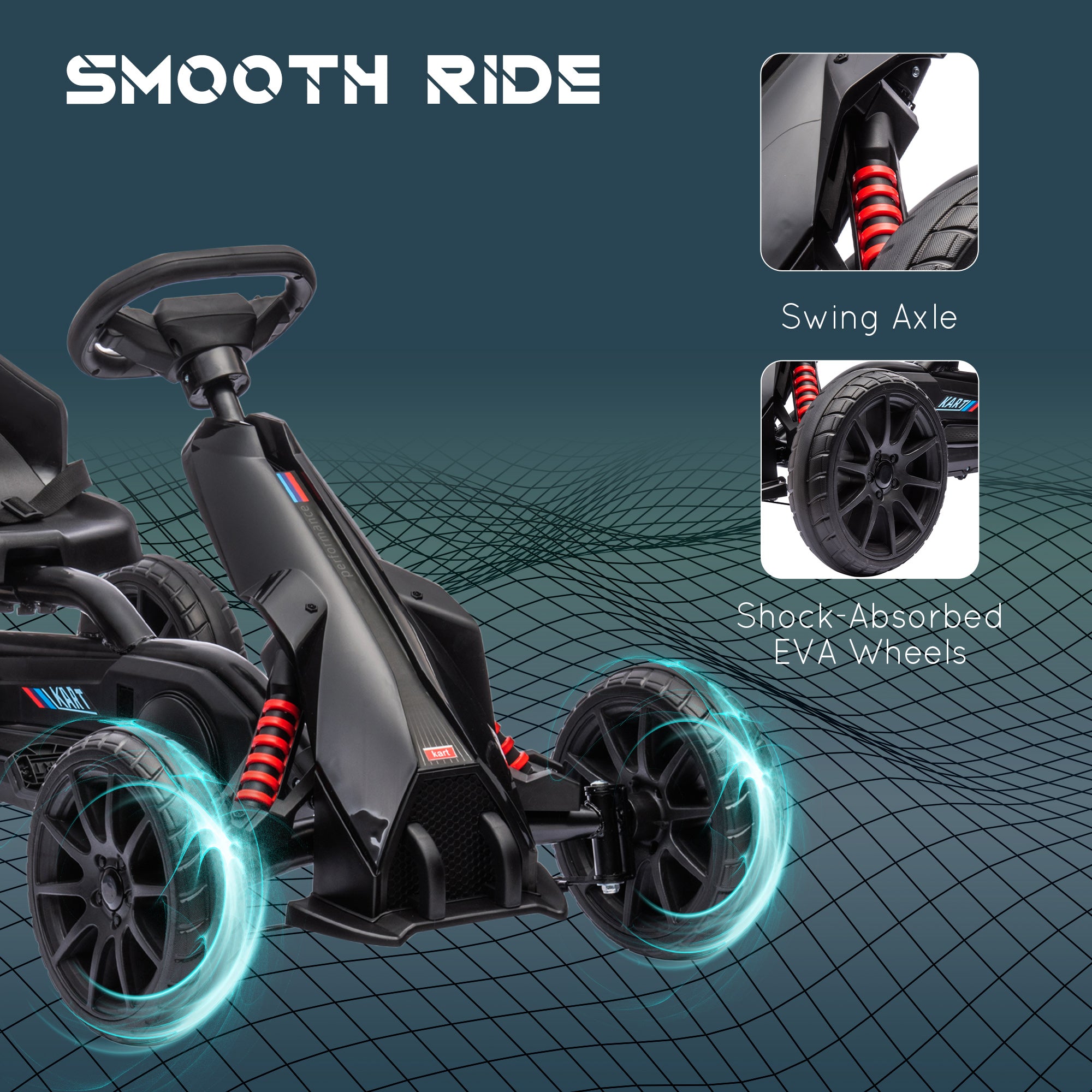 Kids Pedal Go Kart, with Adjustable Seat, EVA Wheels, Seat, Handbrake