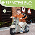 Foot To Floor Sliding Kids Ride On Car with Music, Bubble, for Toddler from 2 to 5 Years Old - Cream