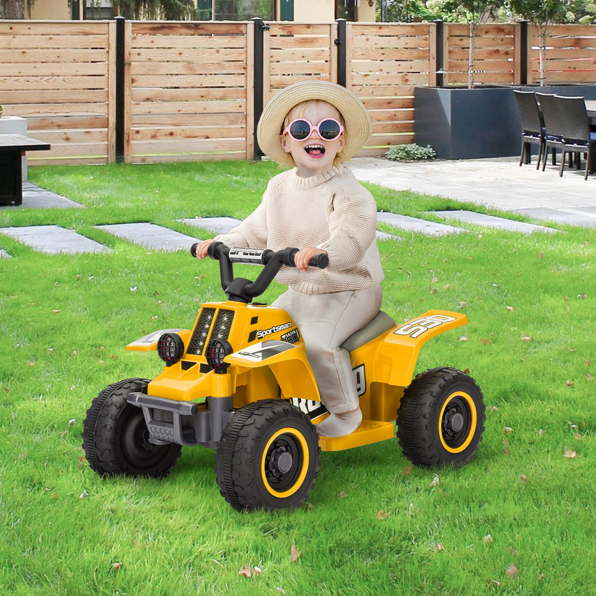 6V Electric Quad Bike for Kids, Ride On ATV w/ Forward/Reverse, Headlights, for Ages 18-36 Months