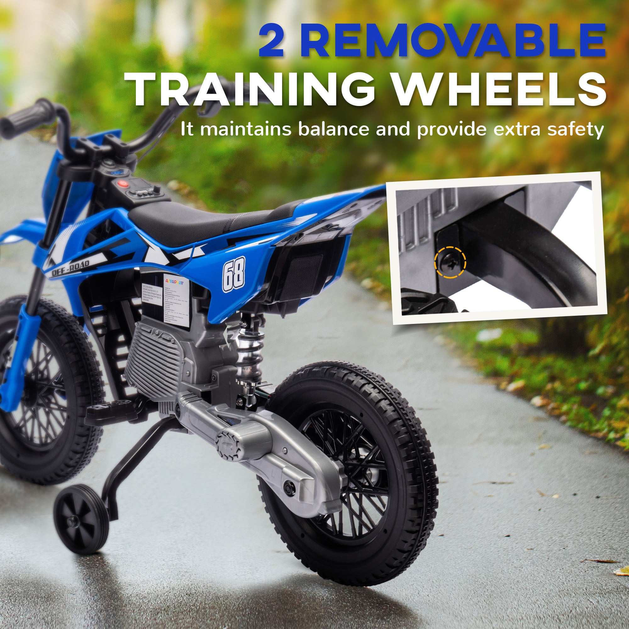 12V Kids Electric Motorbike, Kids Electric Ride on motorcycle w/ Twist Grip Throttle, Training Wheels