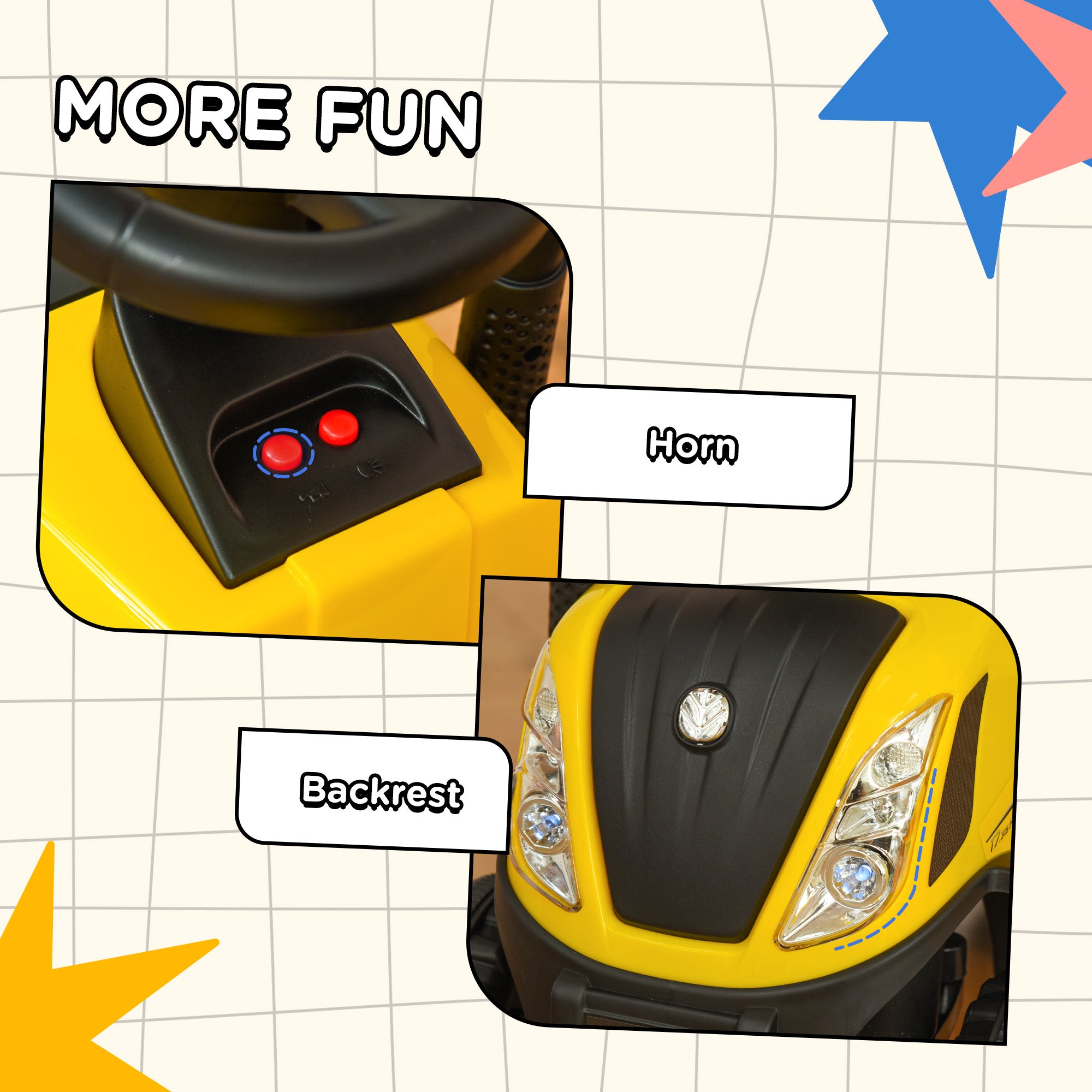 Ride On Tractor Toddler Walker Foot To Floor Slider w/ Horn Storage Steering Wheel for 1-3 Years Old