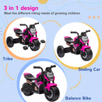 Motorcycle Design, 3 in 1 Toddler Trike, Sliding Car, Balance Bike with Headlight, Music, Horn