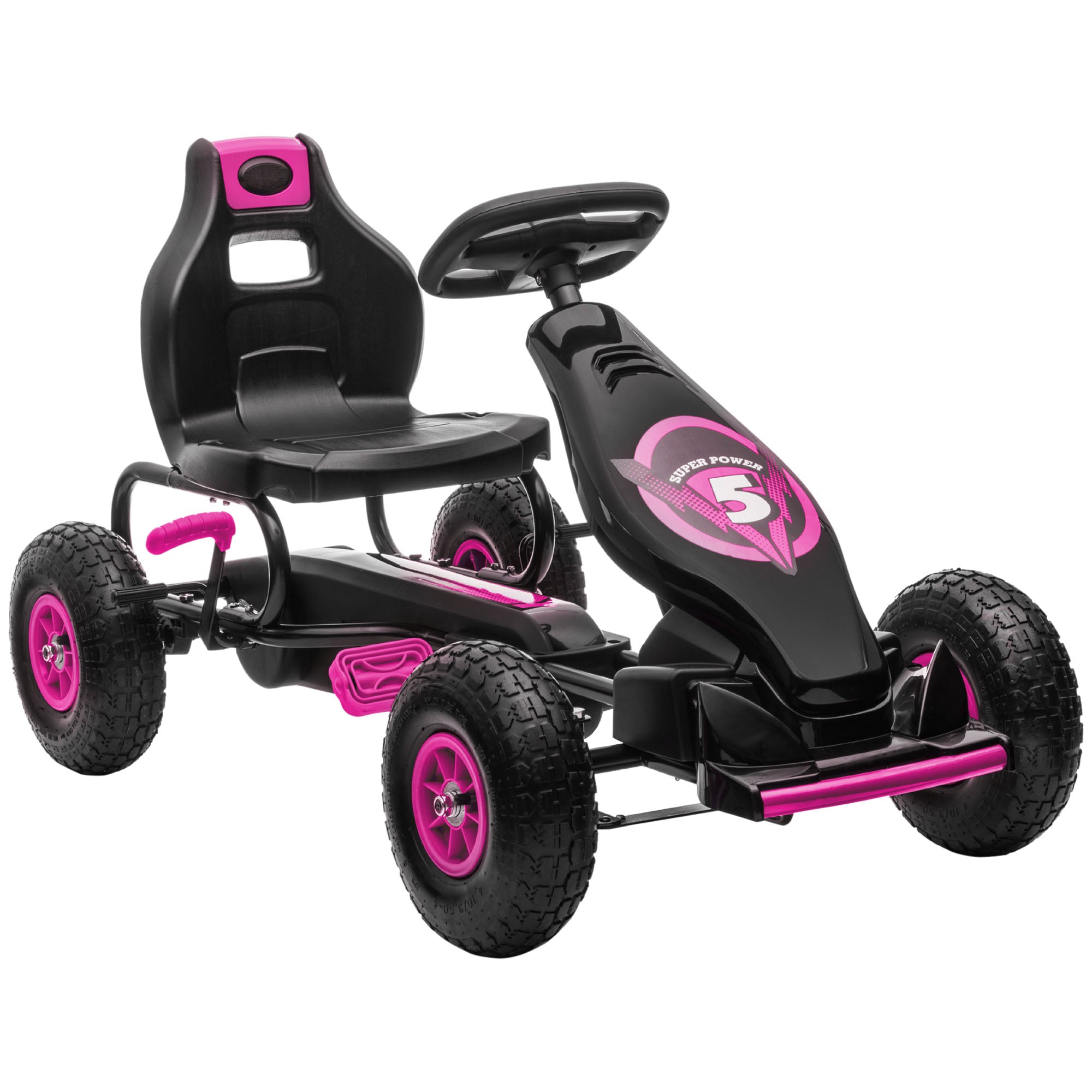 Kids Pedal Go Kart, with Adjustable Seat, Inflatable Tyres