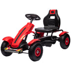 Children Pedal Go Kart, Kids Ride On Racer with Adjustable Seat, Inflatable Rubber Tyres, Handbrake, for Ages 5-12 Years - Red