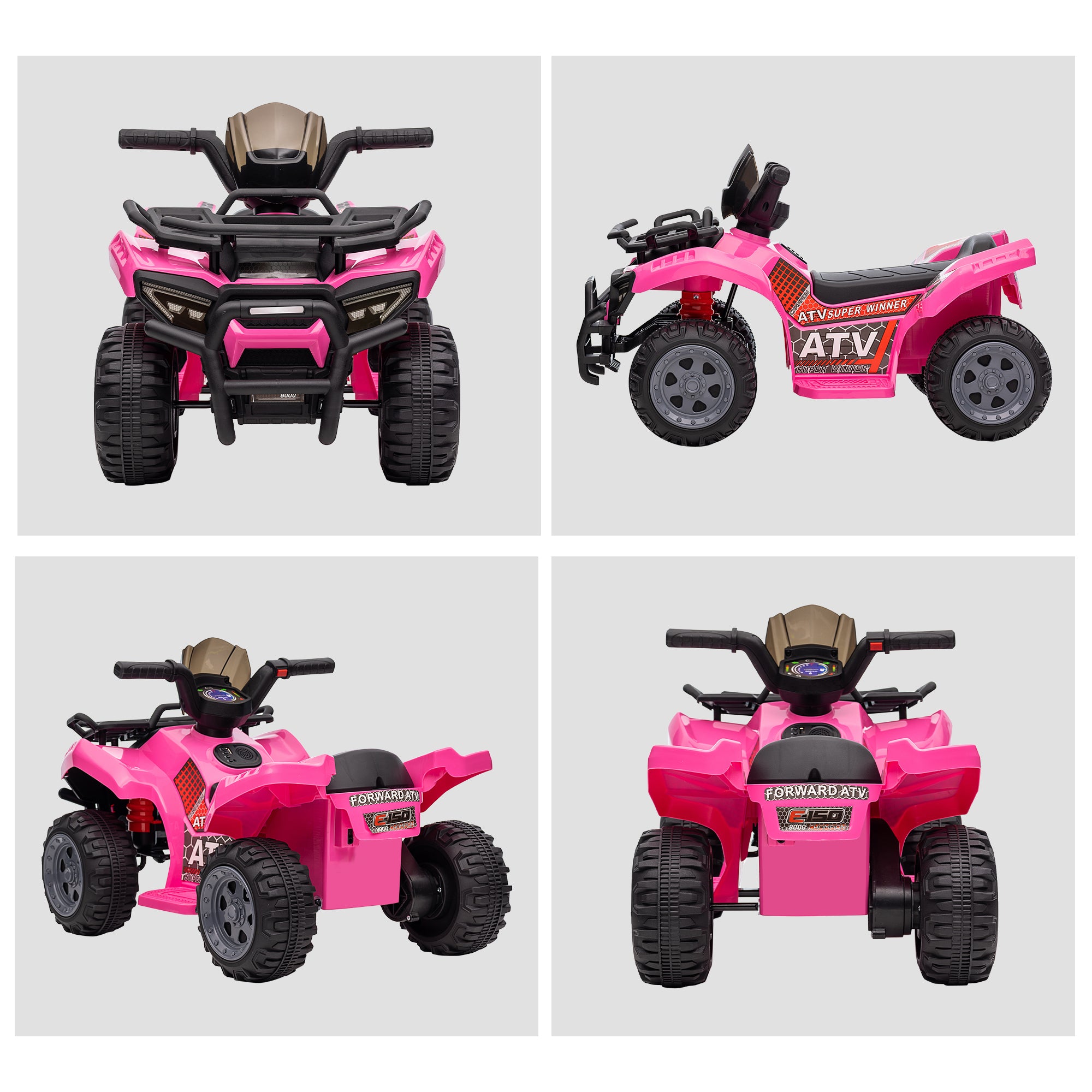 6V Kids Electric Ride on Car Toddlers Quad Bike All Terrain Vehicle Toy With Music for 18-36 months