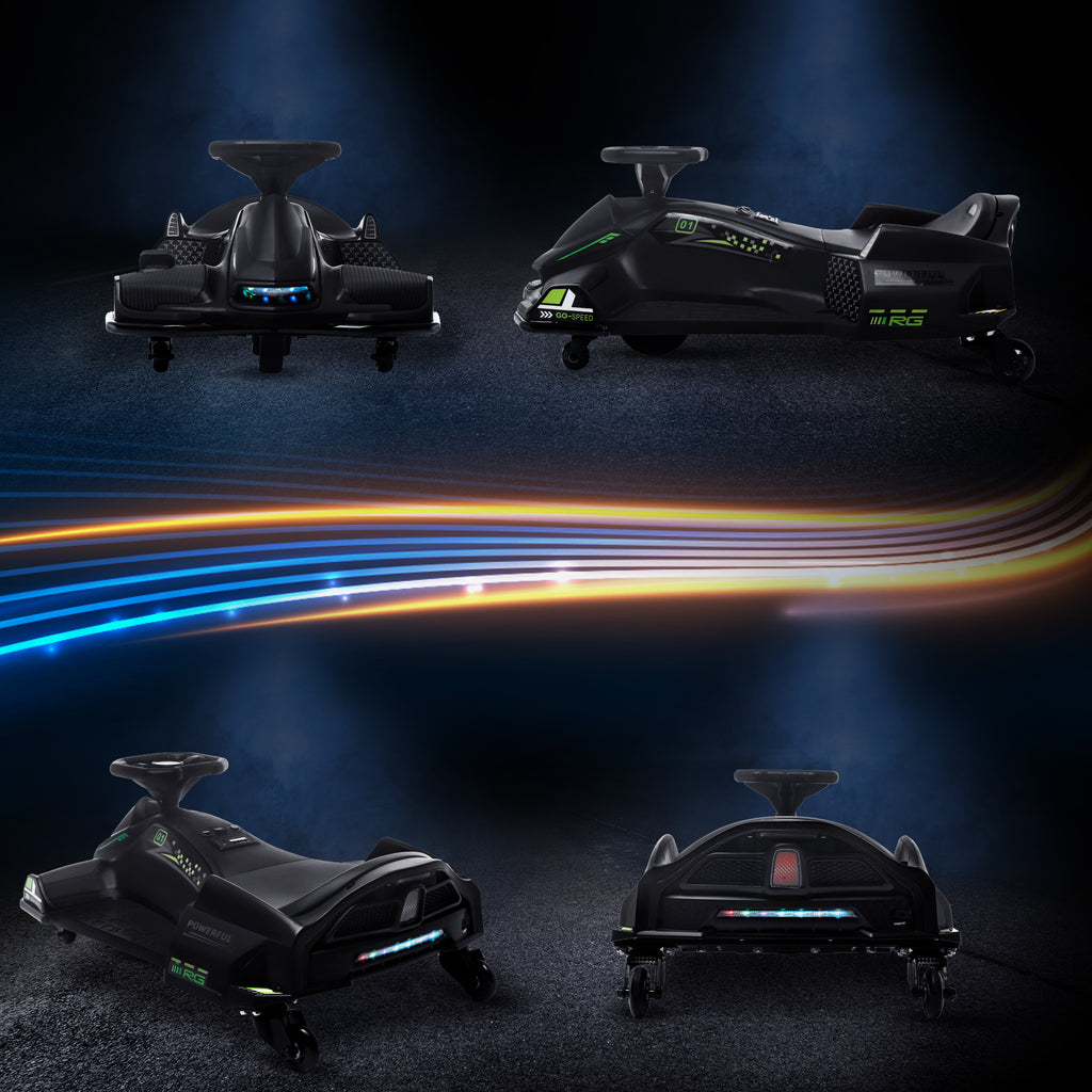 12V Kids Electric Go Kart with Music, LED Lights, Slow Start