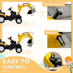Kids Ride-On Construction Car, with Horn and Detachable Trailer - Yellow