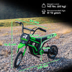 24V Electric Motorbike with Twist Grip Throttle, Music, Horn, 12" Pneumatic Tyres, 16km/h Max Speed