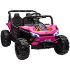 12V Battery Powered Ride on Truck w/ Remote, Four Suspension Wheels, Horn, Lights, Music, USB, for Ages 3-5 Years, Pink
