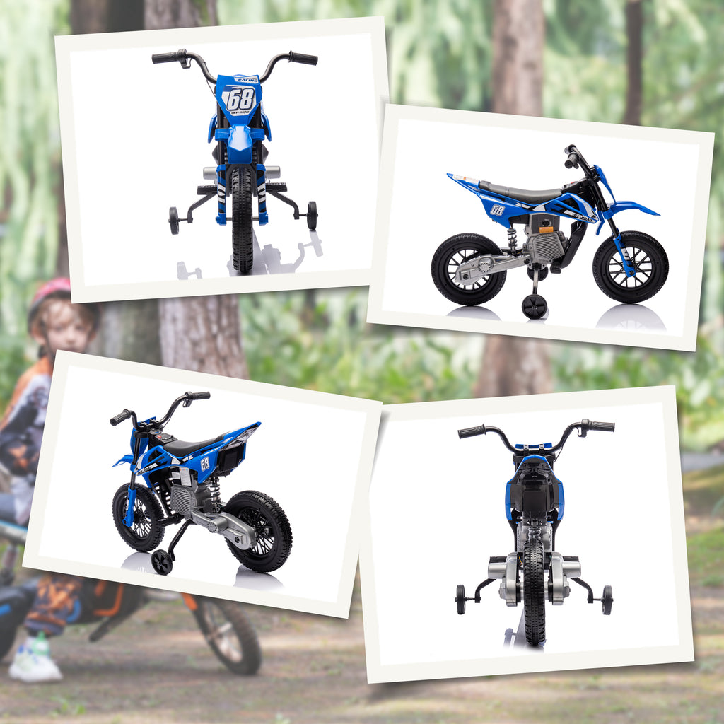 12V Kids Electric Motorbike, Kids Electric Ride on motorcycle w/ Twist Grip Throttle, Training Wheels