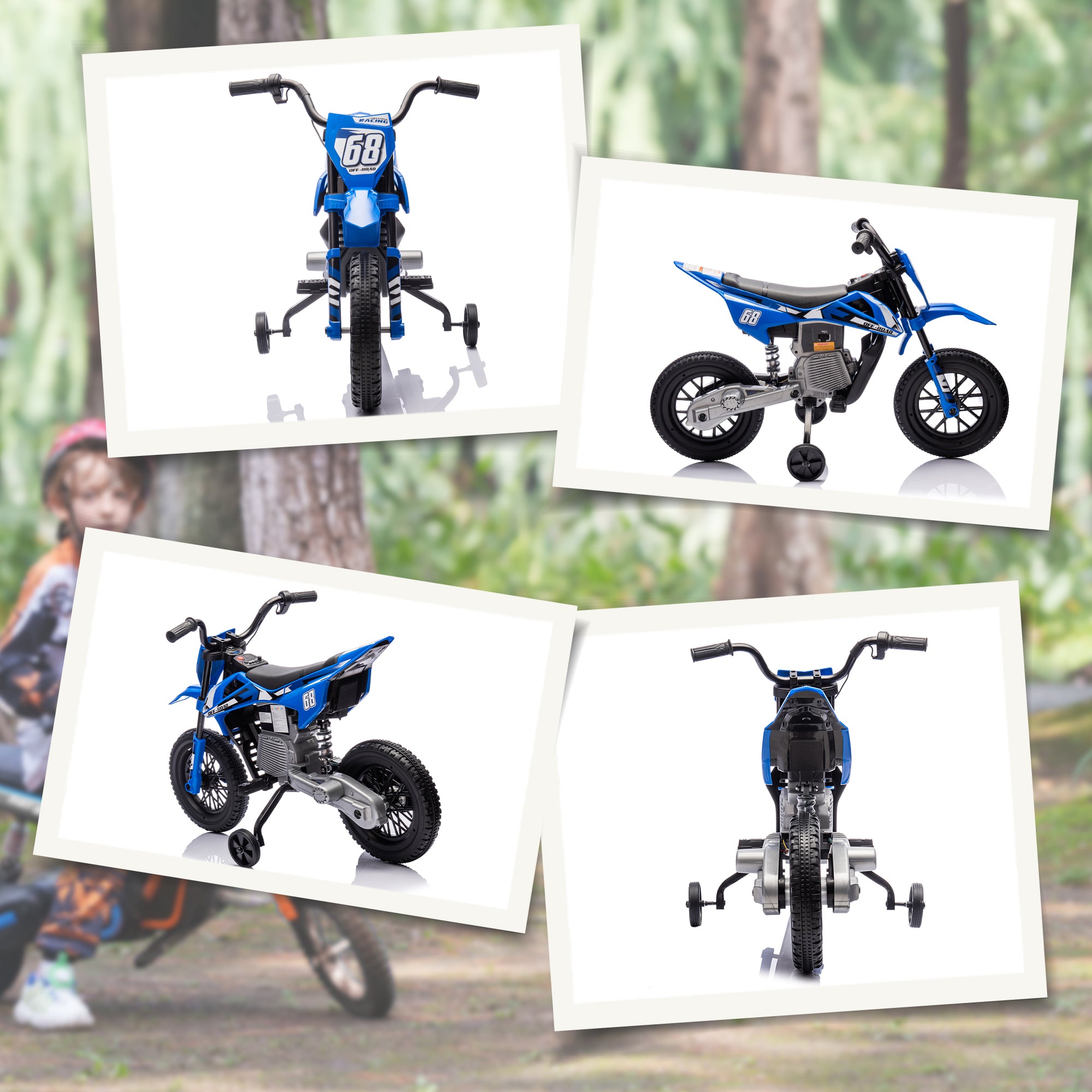 12V Kids Electric Motorbike, Kids Electric Ride on motorcycle w/ Twist Grip Throttle, Training Wheels