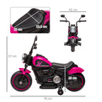 6v Electric Motorbike with Training Wheels, One-Button Start