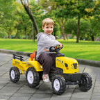 Kids Ride on Tractor with Back Trailer, Shovel & Rake, Horn, Four Wheels Tractor Toy for Child Toddler