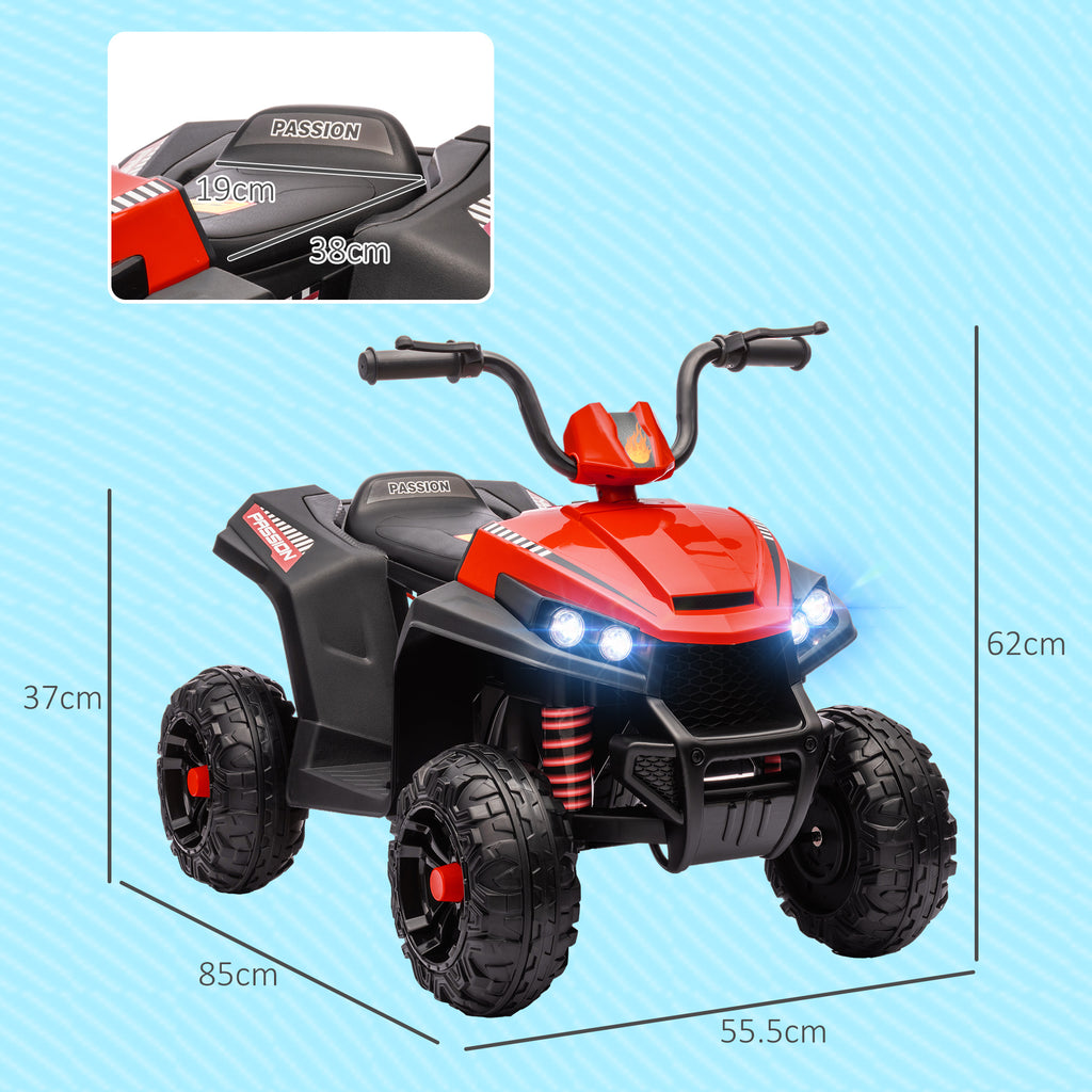 12V Kids Electric Quad Bike w/ Spring Suspension System, Forward, Backward, LED Light, Music, MP3, Red