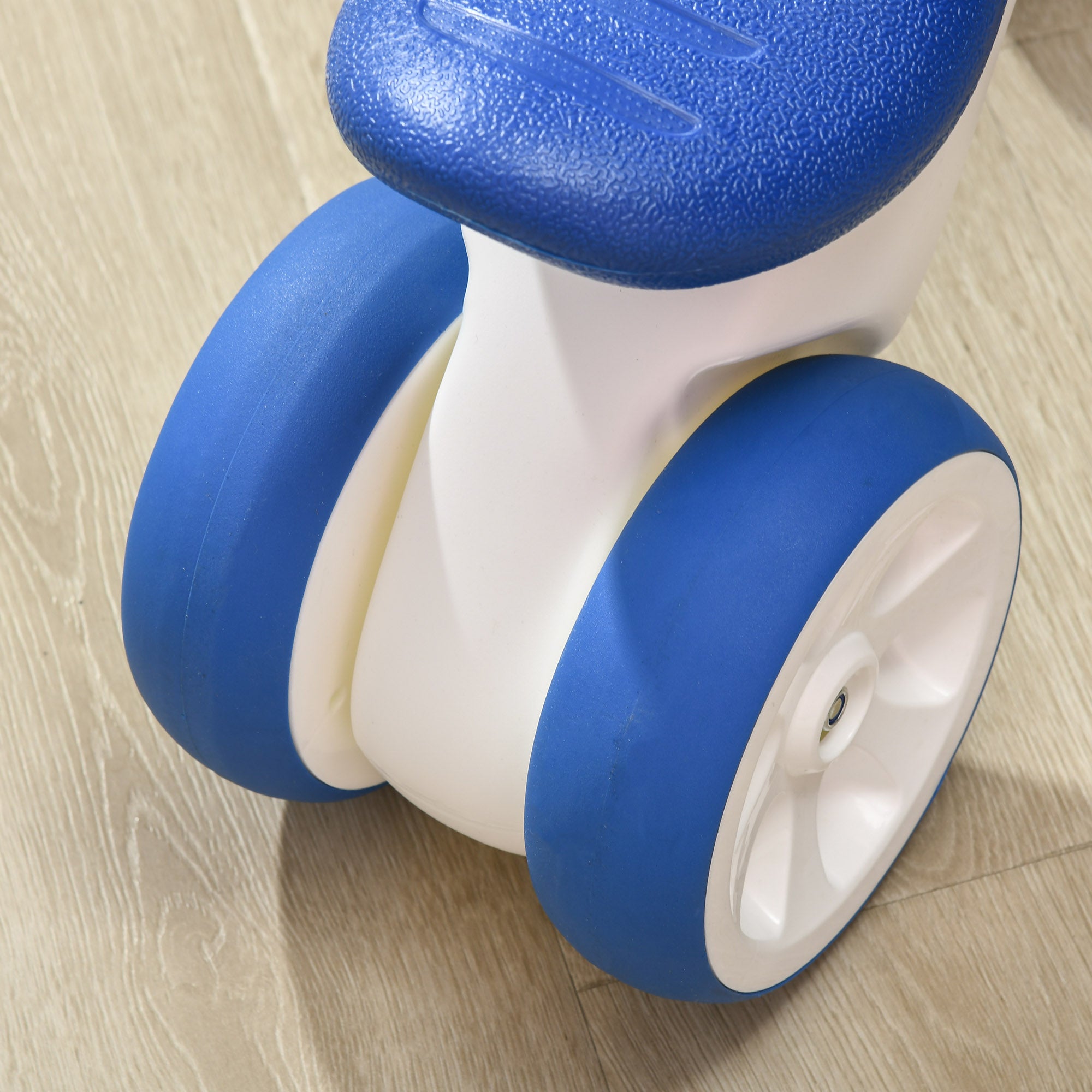 Balance Bike for Ages 18-36 Months, with Anti-Slip Handlebars, Four Wheels, No Pedal - Blue