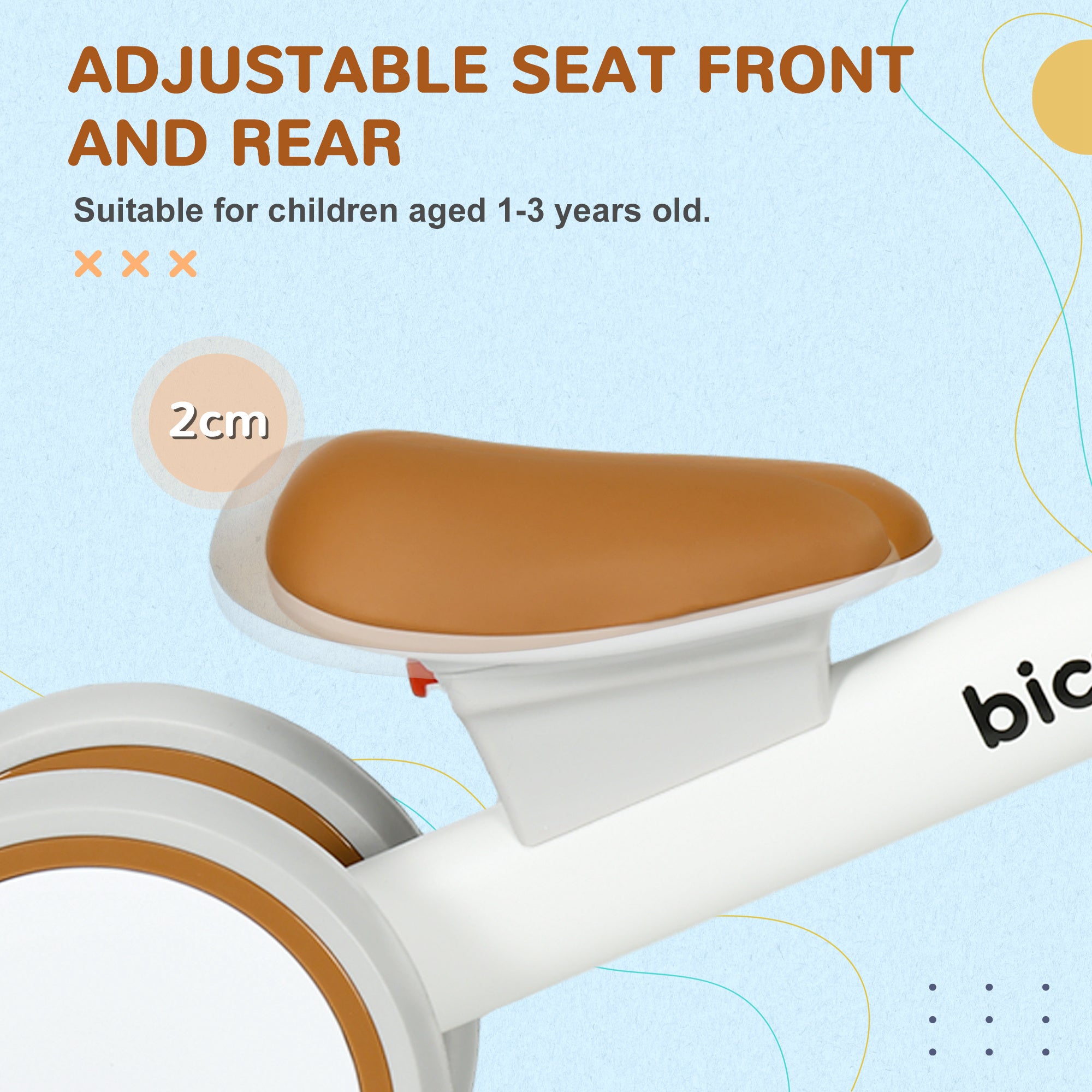 Kids Balance Bike for 1-3 Years Old with Adjustable Seat, Silent Wheels