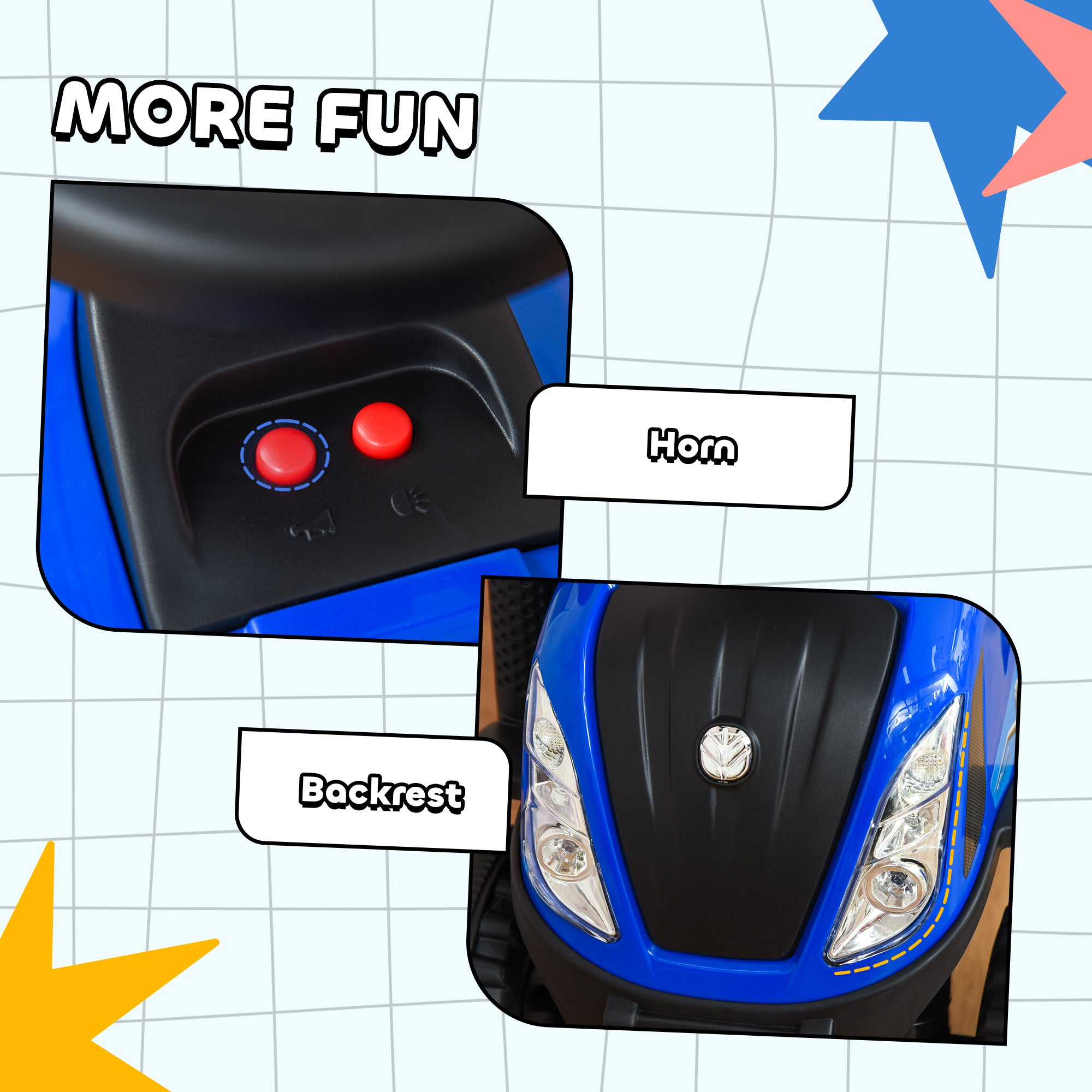 Ride On Tractor Toddler Walker Foot To Floor Slider w/ Horn Storage Steering Wheel for 1-3 Years Old