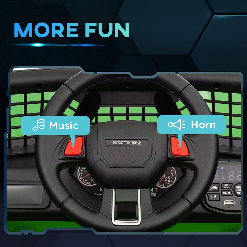 12V Battery Powered Kids Ride-On Car, Electric Truck w/ Spring Suspension, Remote, Music, Horn, Lights